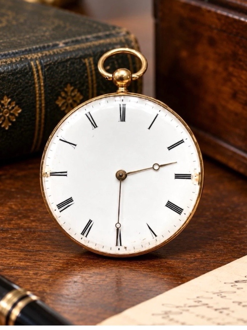 French Men's Pocket Watch Mechanism with White Dial